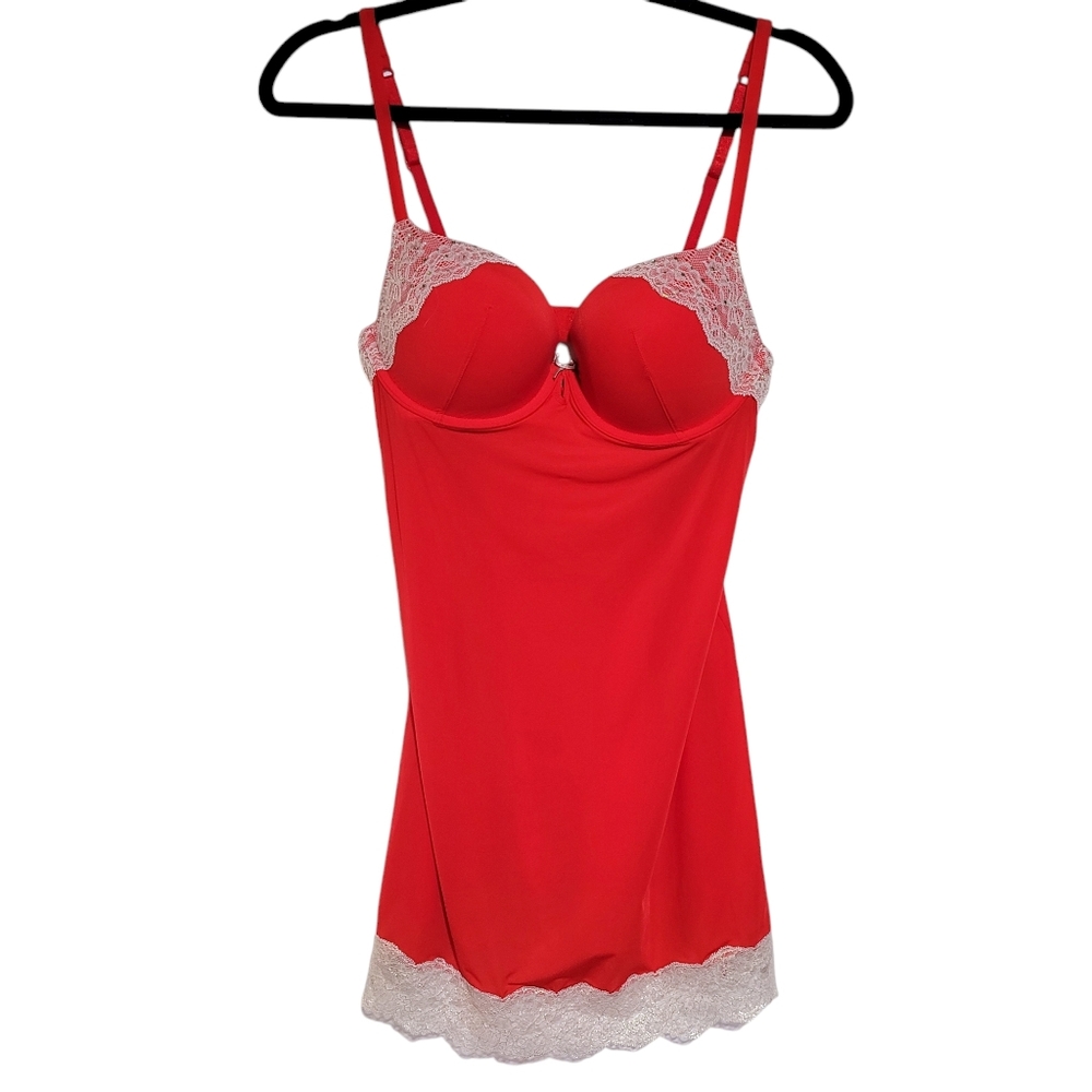 Victoria's Secret Babydoll Teddy Chemise Slip Lingerie Nighty Red Women's 36C